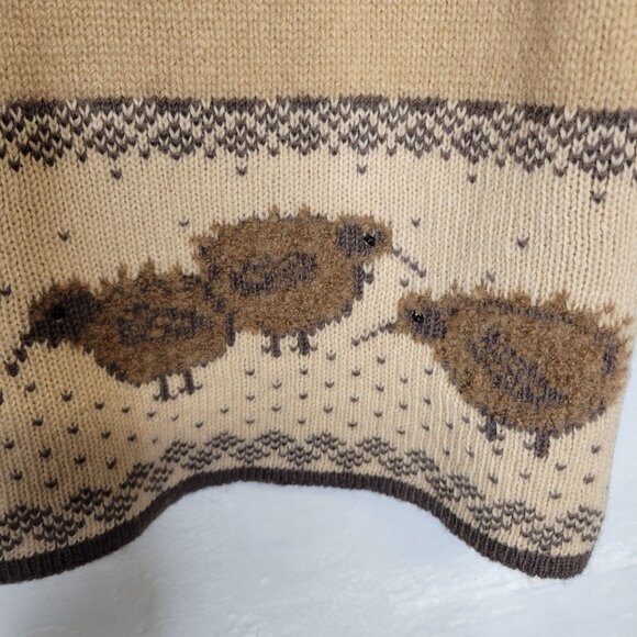 New Zealand Cashmere Collection XS Cardigan Sweater Full Zip Beaded Birds AS IS - Picture 3 of 9